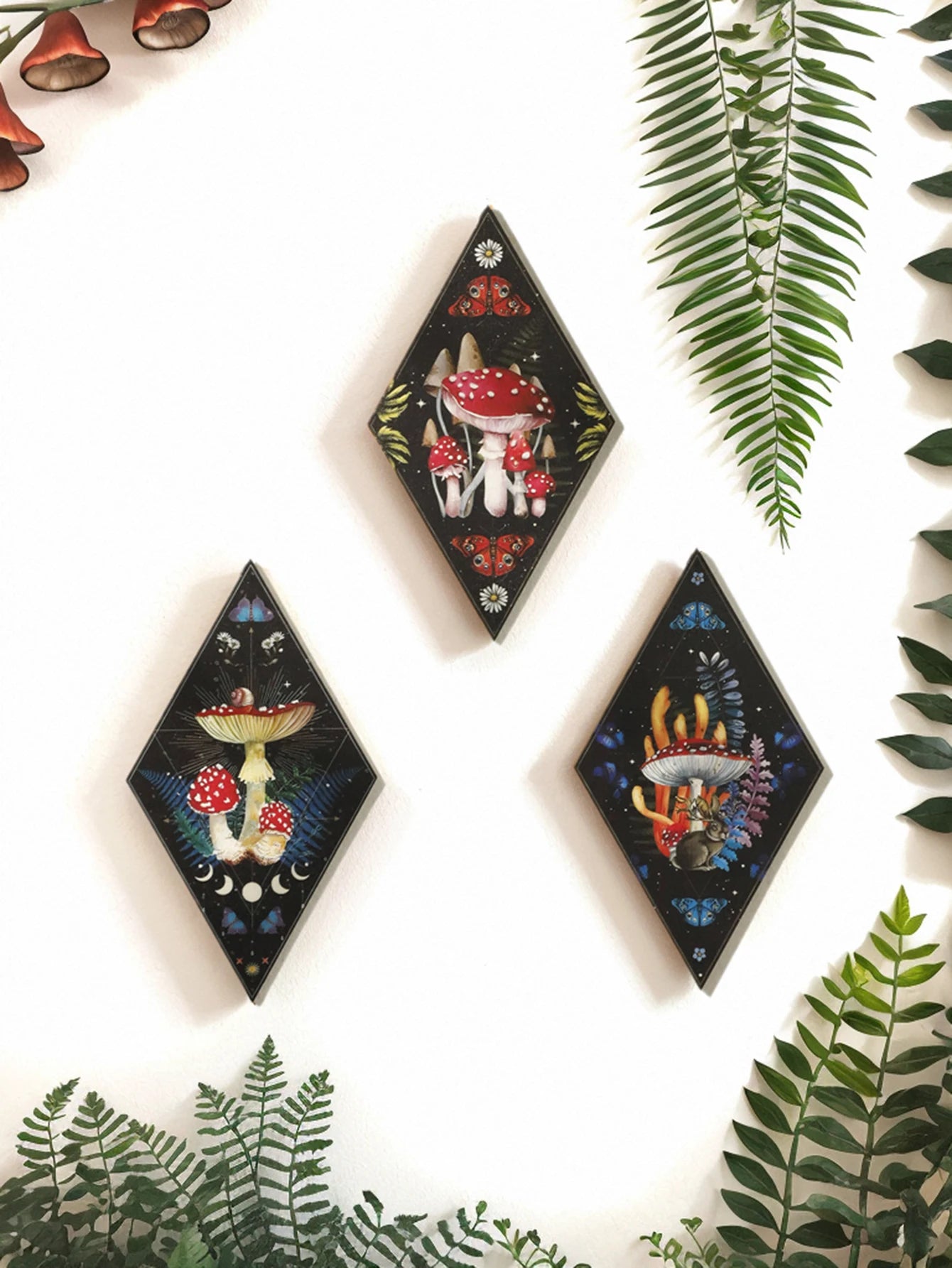 Wooden Wall Hanging Moon Butterfly Mushroom Minimalist Bohemian Room Decors