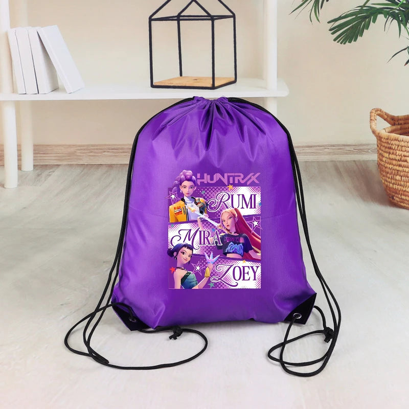KPop Demon Hunters Kids Drawstring Bag Swimming Bag PE Kit Sports Huntrix School
