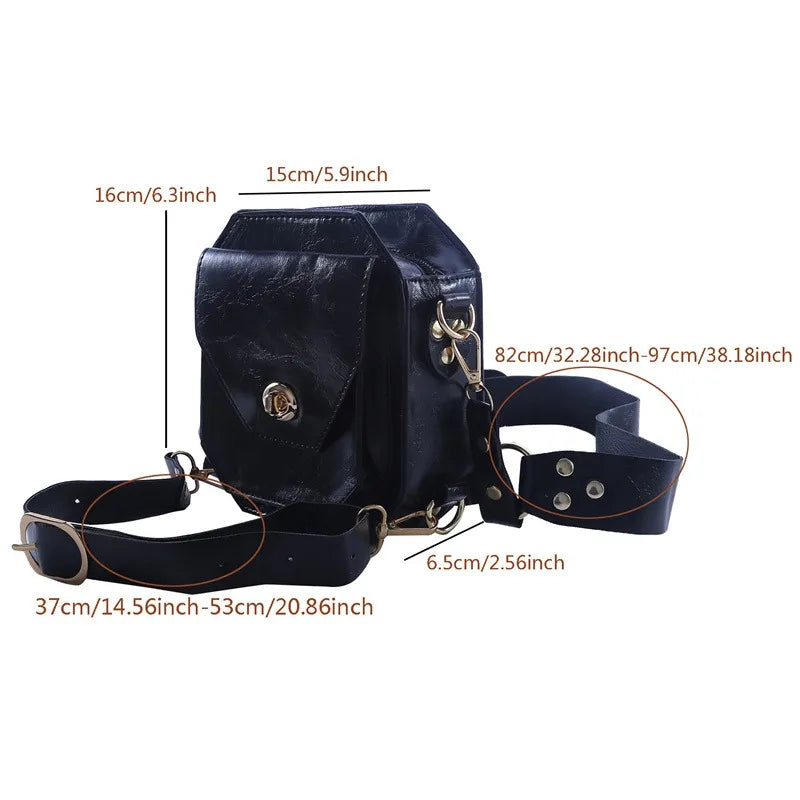 Black Brown PU Leather Steampunk Gothic Pouch Bag Purse