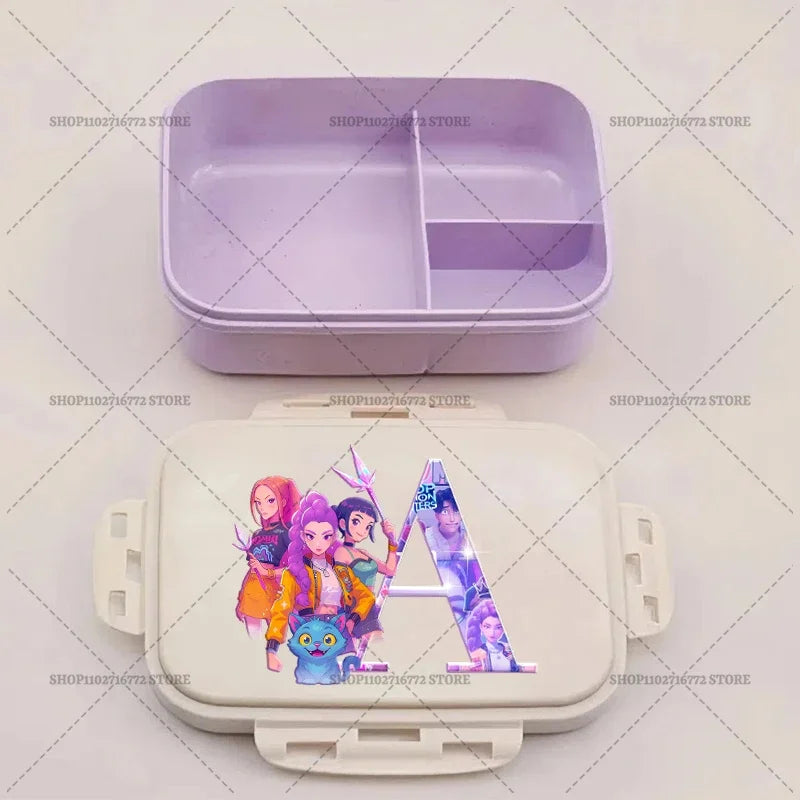 Kpop Demon Hunters Lunch Box Huntrix Food Containers Kids School Picnic Lunchbox Merch Gifts