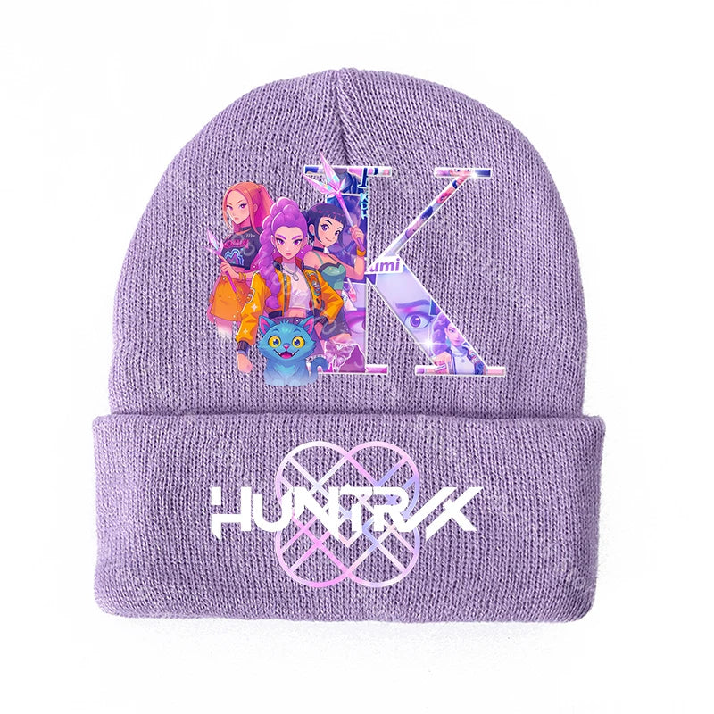 K Pop Demon Hunters Merch Gifts Girls Knitted Winter Hats Huntrix Beanie Personalised Cap Kpop Rumi Mira Zoey