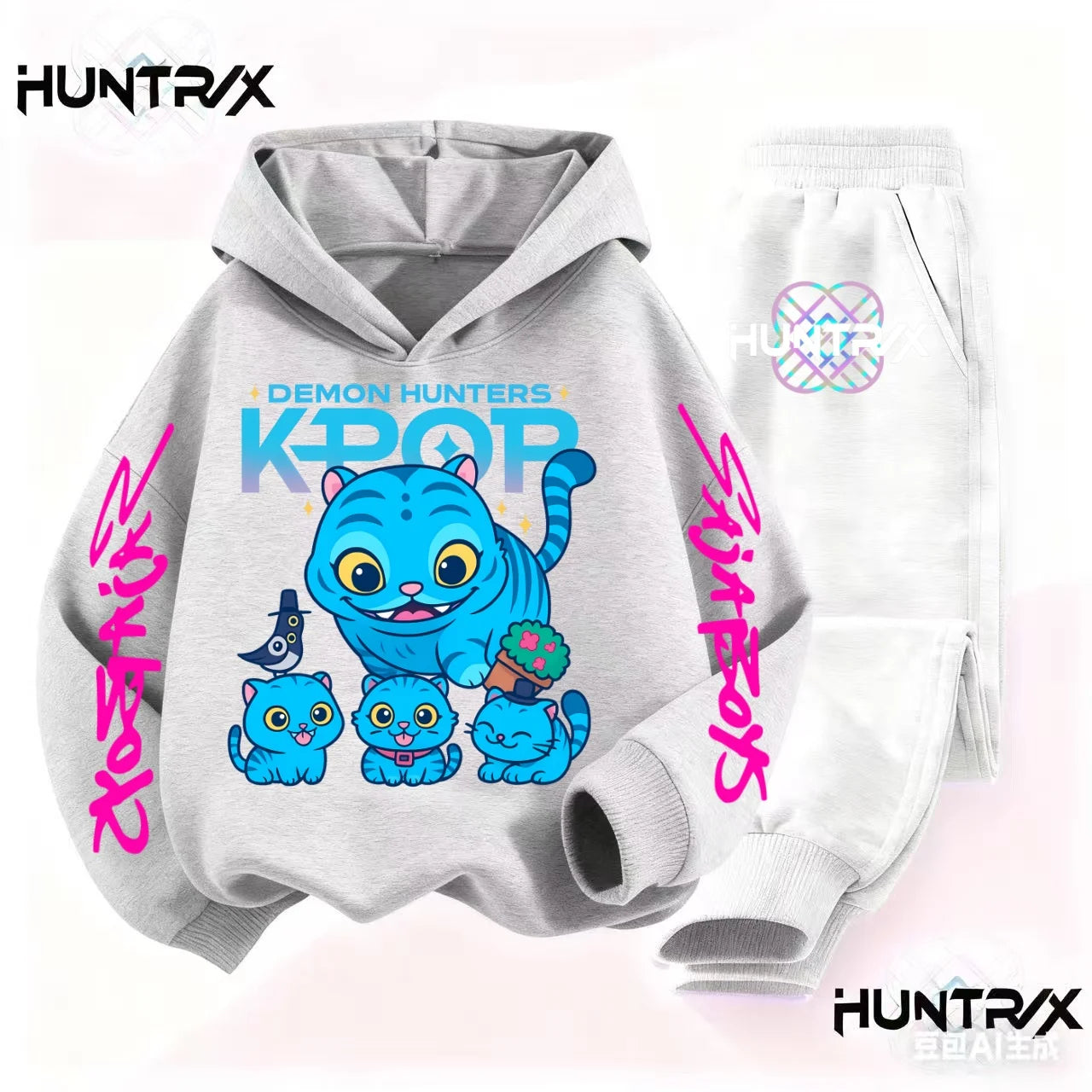KPop Demon Hunters Hoodie Sweatshirt Joggers Tracksuit Set Derpy Tiger Clothes K-Pop