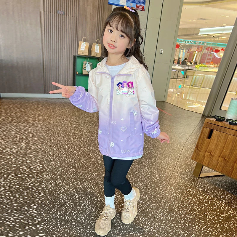 K-pop Demon Hunters Girls Waterproof Mac Coat Huntrix School Lightweight Jacket Raincoat