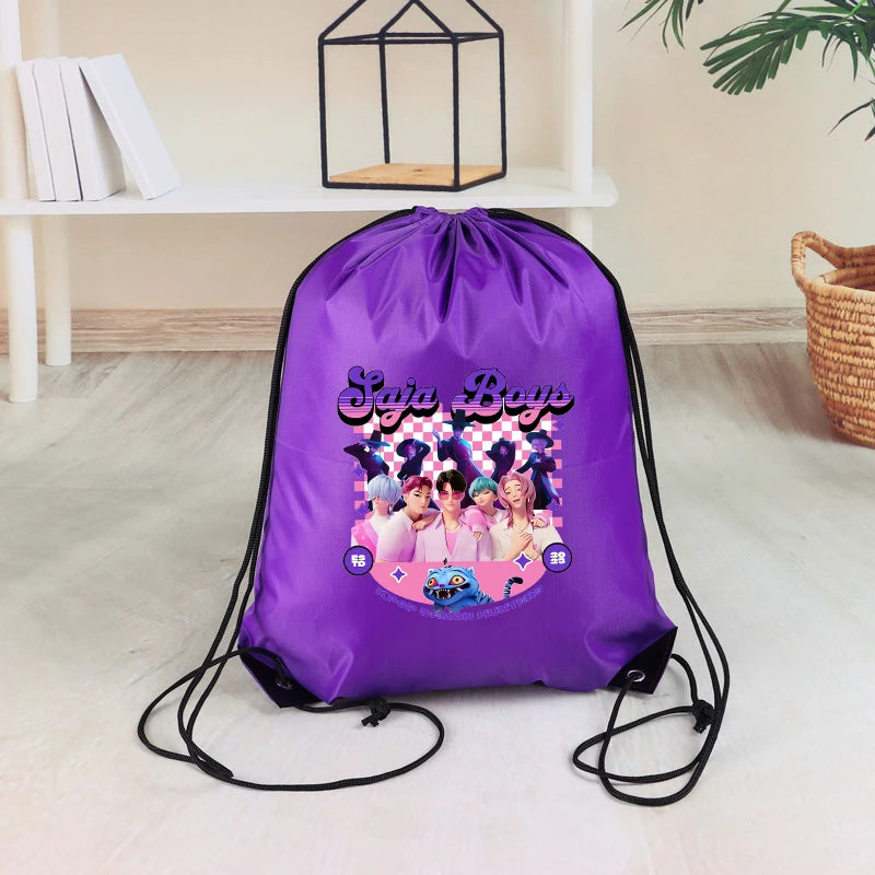 KPop Demon Hunters Kids Drawstring Bag Swimming Bag PE Kit Sports Huntrix School