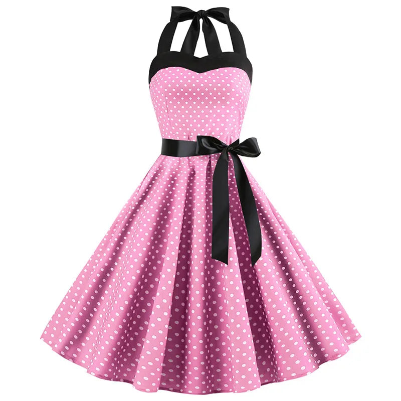 Vintage 1950s Polka Dot Summer Dress White Vintage Dress Pin Up Rockabilly Swing Dress