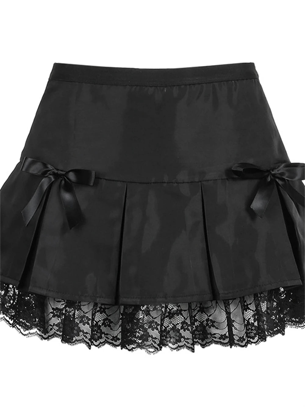 Sexy Gothic Black Pleated Hipster Lace Mini Skirt