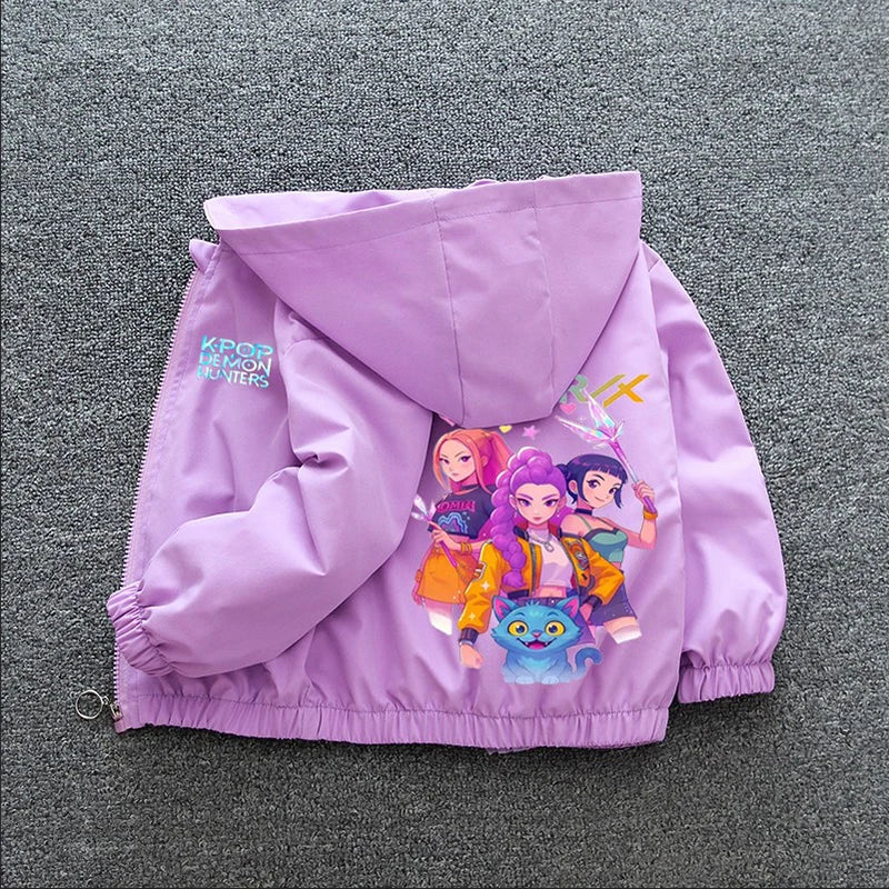 Kpop Demon Hunters Rumi Mira Zoey Clothes Girls Summer Raincoat Jacket Mac Waterproof