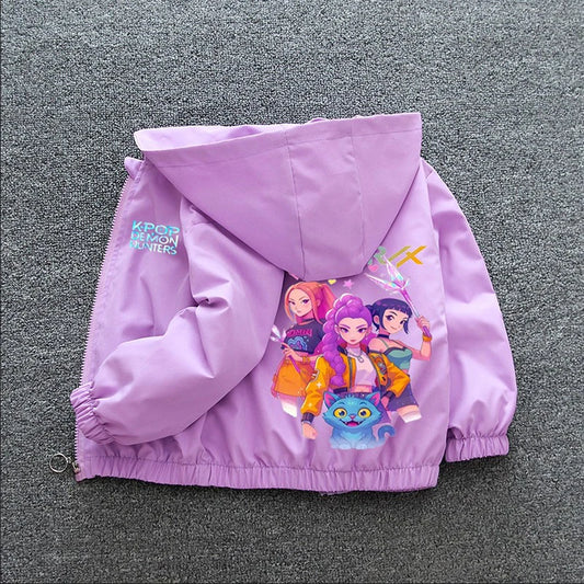 Kpop Demon Hunters Rumi Mira Zoey Clothes Girls Summer Raincoat Jacket Mac Waterproof