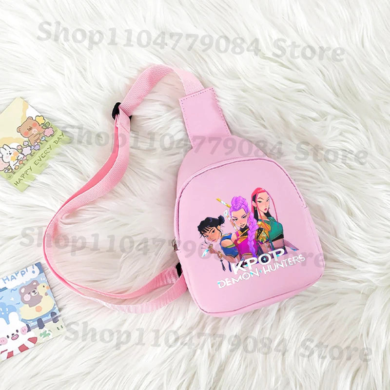 Kpop Demon Hunters Kawaii Chest Pack Rumi Huntrix Backpack Kids Shoulder Bag Pouch