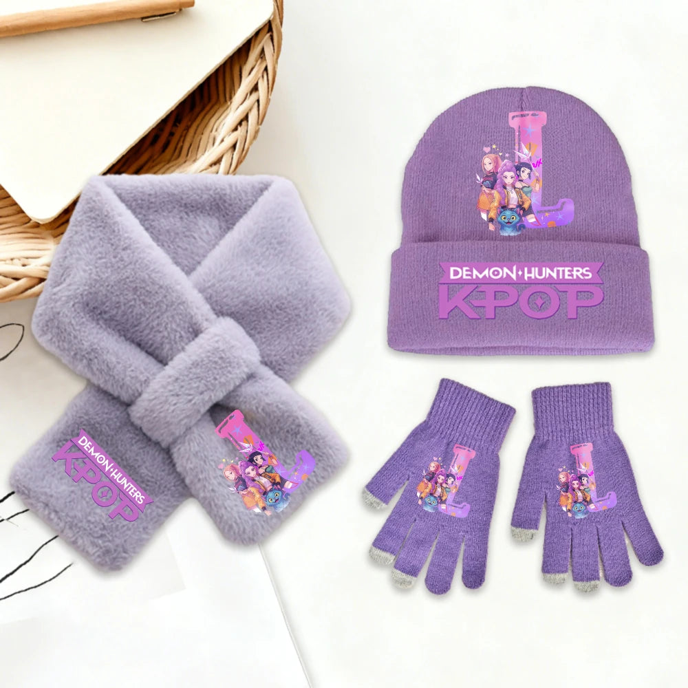 K-Pop Demon Hunters 3Pcs Hat Gloves Scarf Set Huntrix Personalised