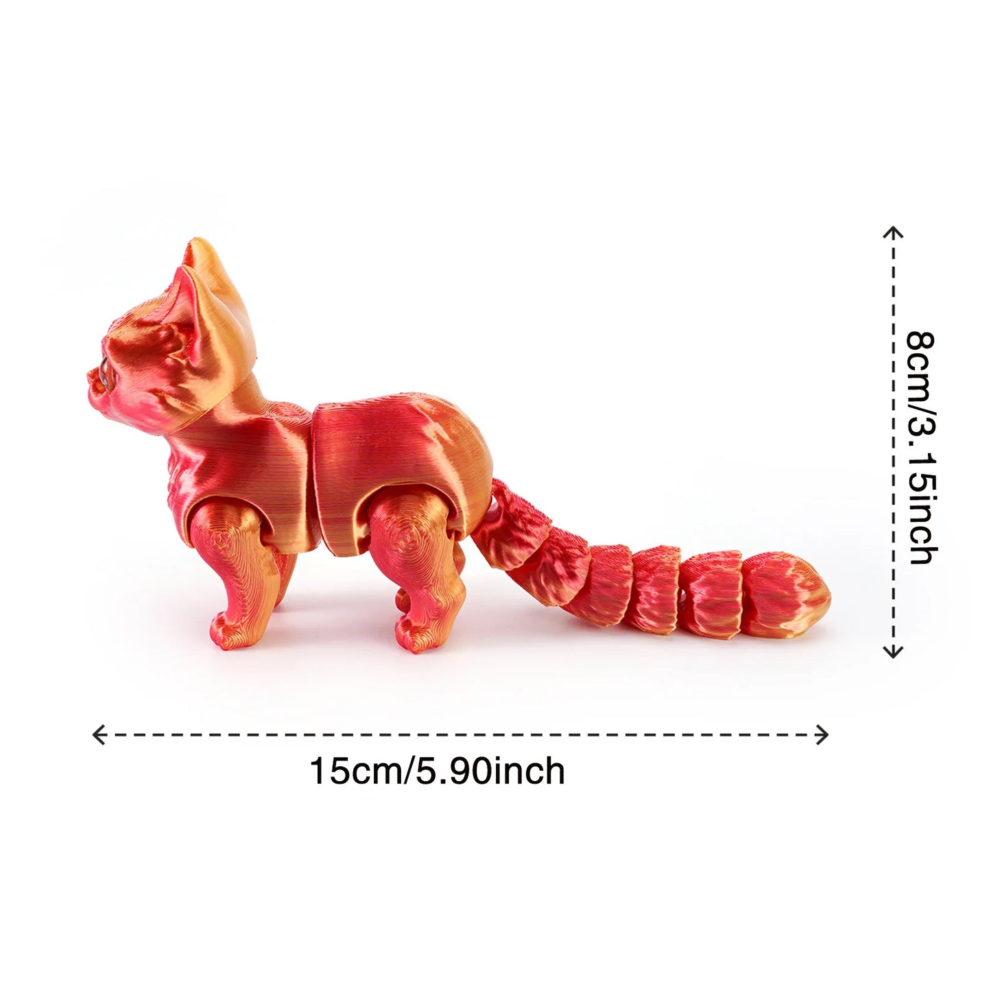 3D Printed Cute Cat Fidget Toy Figurine Articulated Animals Model Toy Desktop