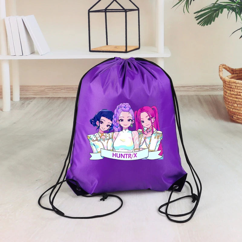 KPop Demon Hunters Kids Drawstring Bag Swimming Bag PE Kit Sports Huntrix School