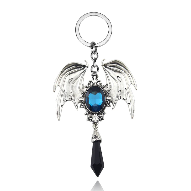 Gothic Vampire Bat Keyring Red Crystal Keychain Gothic Jewellery