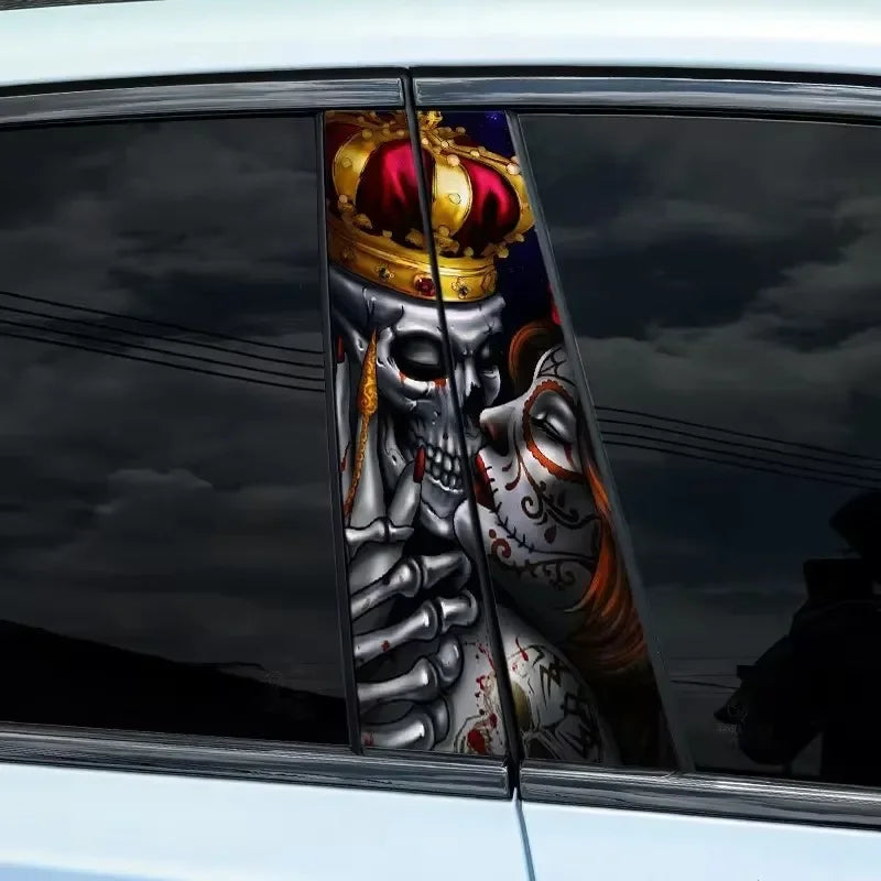 Gothic Skeleton Couple Car Decal Stickers Waterproof Halloween Decor