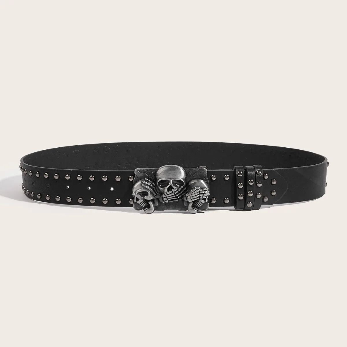 Punk Belts Gothic Skull Buckle Studded Metal Waistband Goth Belt
