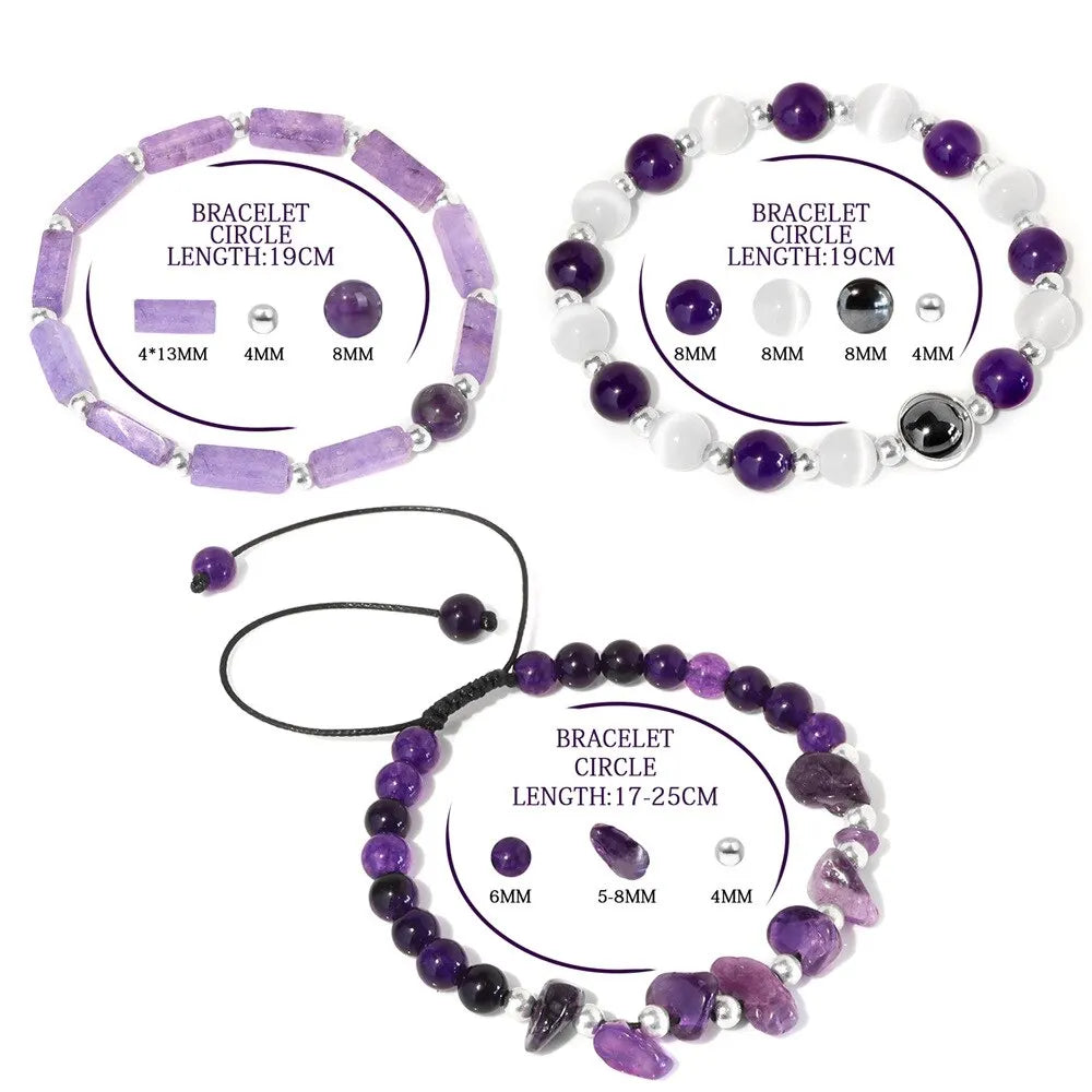 Crystal Energy Healing Amethyst Bracelet for Weight Loss, Yoga, and Meditation