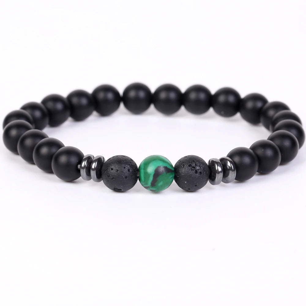 Stone Bracelet Black Agates Hematite Round Beads Jewellery Healing Energy