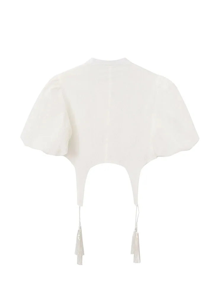 Gothic Punk Alternative Puff Sleeves Tassel Jacket Blouse Top