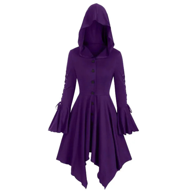 Gothic Purple Hooded Dress Medieval Coat Jacket
