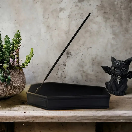Gothic Coffin-Shaped Incense Burner Halloween Horror Home Decor Gifts