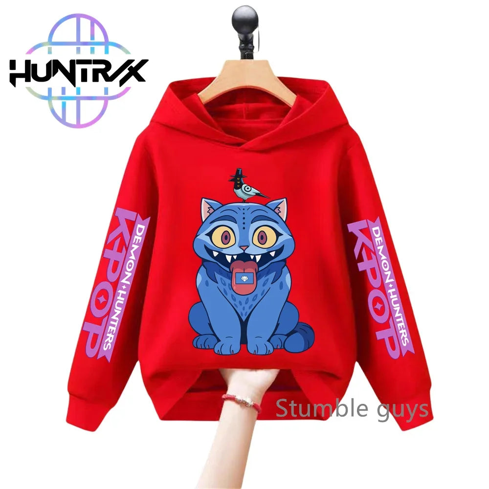 Kids KPop Demon Hunters Hoodie Derpy Tiger Hooded Sweatshirt Clothes K-Pop