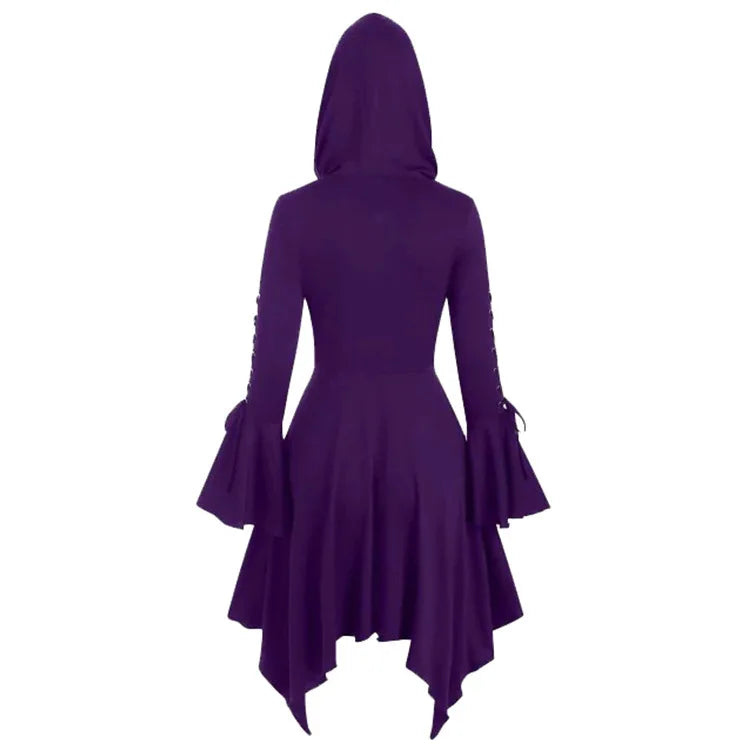 Gothic Purple Hooded Dress Coat Jacket Medieval