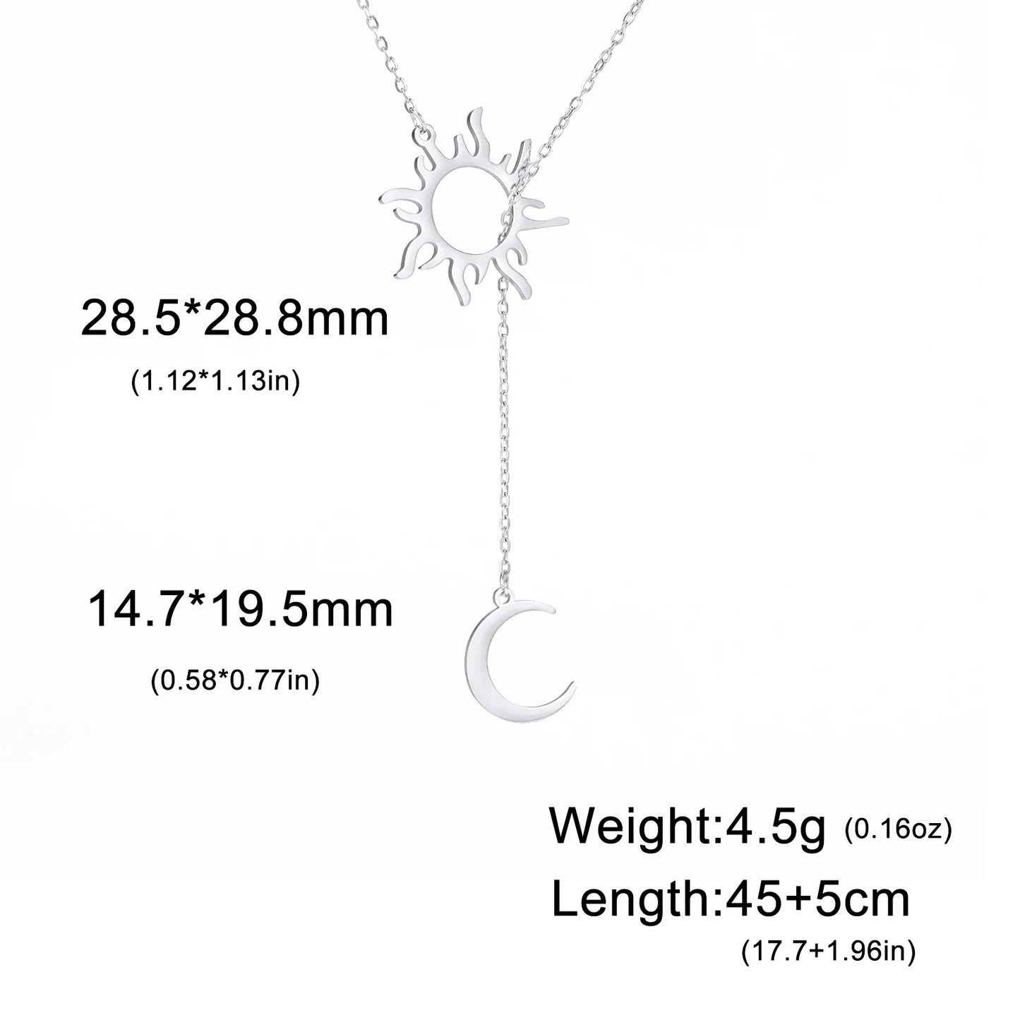 Sun Moon Pendant Chain Necklace Stainless Steel Bohemian Choker Necklace Pagan