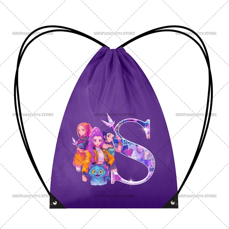 KPop Demon Hunters Merch Personalised Initial Backpack Book Sports PE Kit Swim Bag School Rumi Mira Zoey Huntrix Gift