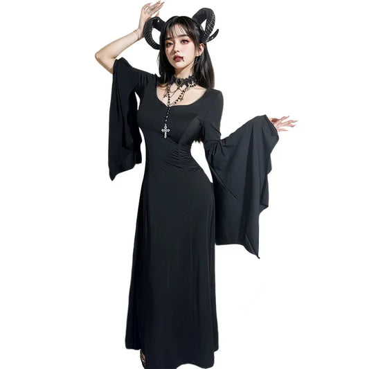 Long Black Gothic Maxi Dress Costume