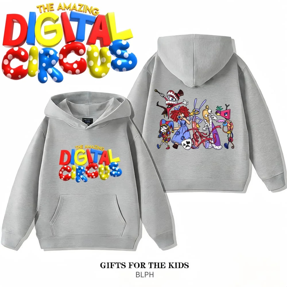 The Amazing Digital Circus Pomni Family Hoodie Kids Clothes Glitch Hooded Jumper