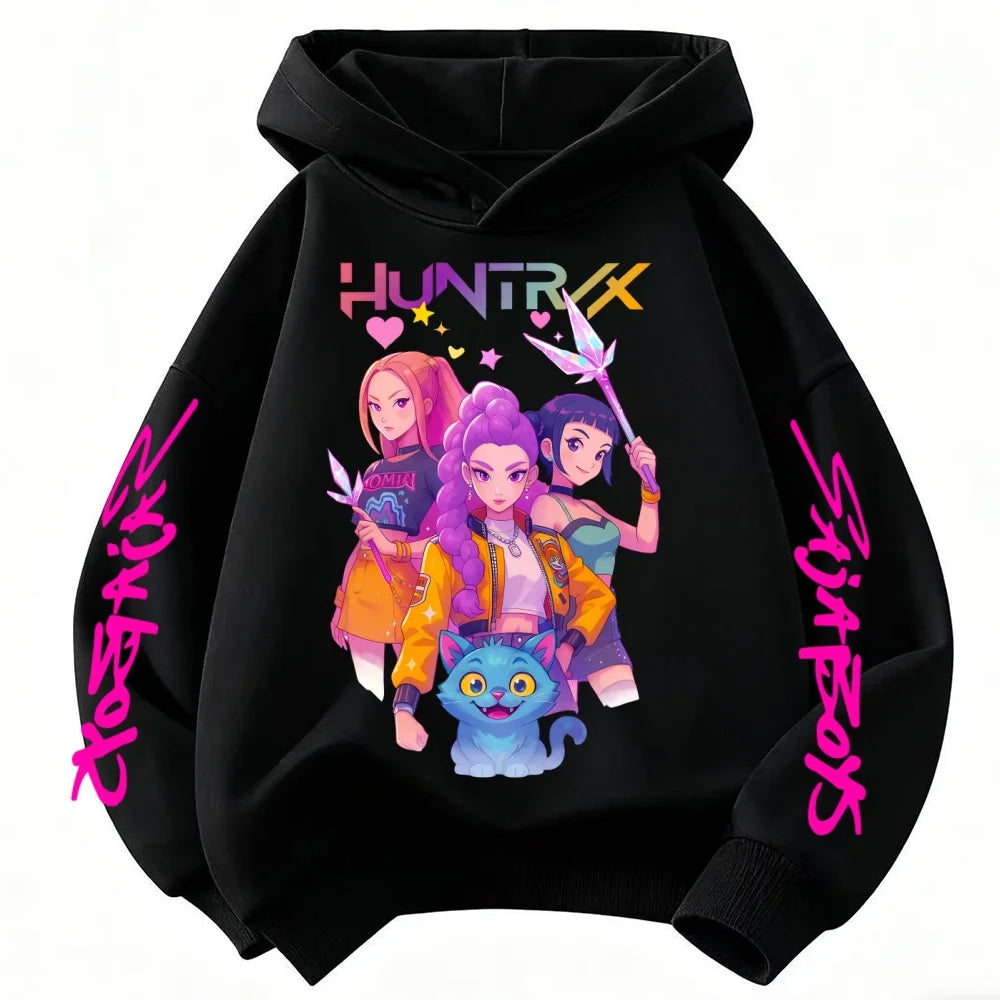 KPOP Demon Hunters Rumi Mira Zoey Hoodie Jumper Hooded Sweatshirt Clothes Huntrix