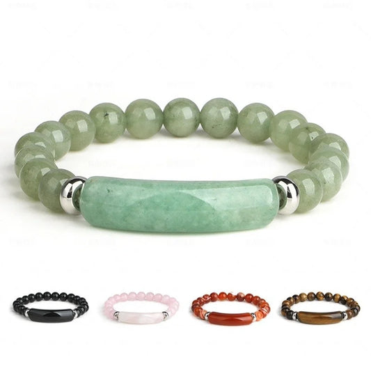 Natural Stone Healing Crystal Rose Quartz Amethyst Gemstone Beaded Bracelet for Women Girls Jewelry