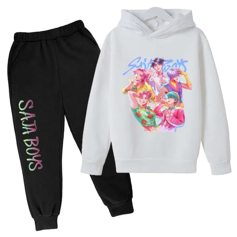 SAJA BOYS Children's Clothing KPop Demon Hunters Tracksuit Joggers Top Jumper K-Pop Merch