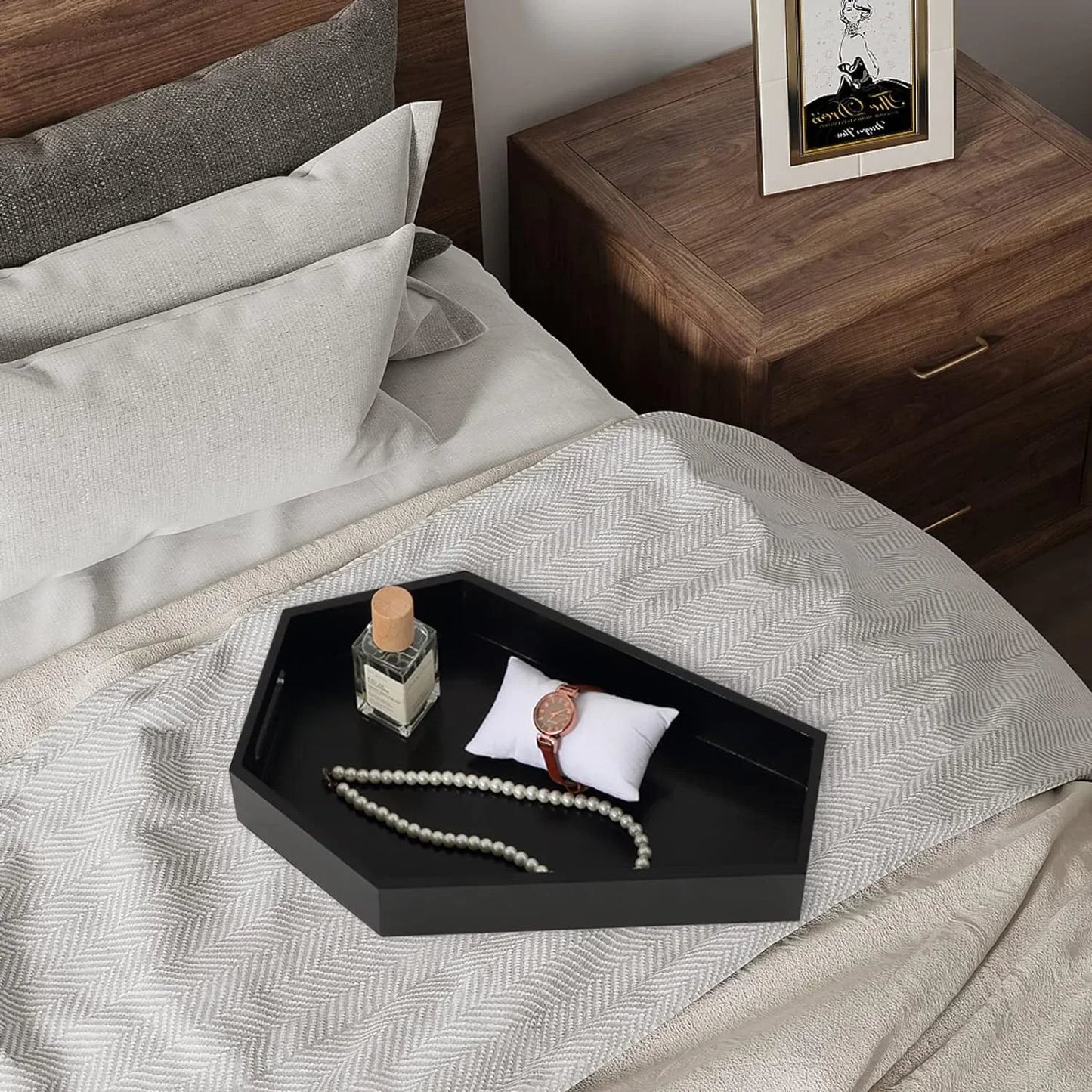 Black Gothic Goth Coffin Shaped Home Decor Cosmetics Storage Box Tray