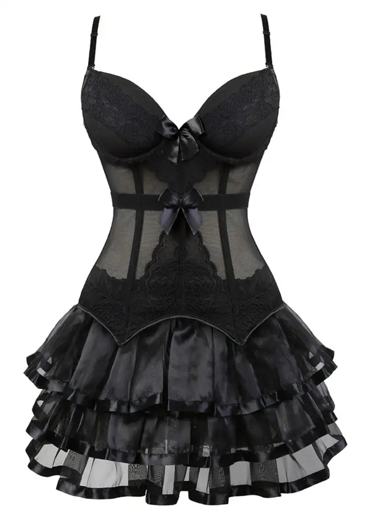Black Gothic Sexy Corset Bustier Dress Tutu Skirt Party Clubwear