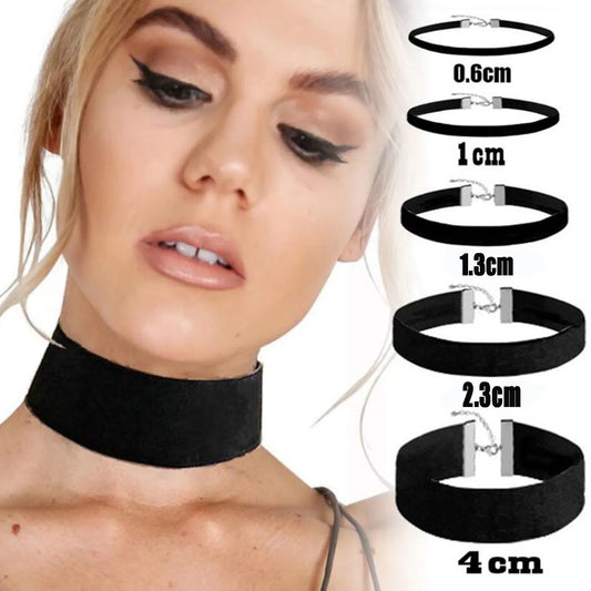 Punk Gothic Black Velvet Fabric Choker Necklace Collar