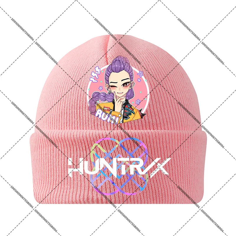 KPop Demon Hunters Huntrix Knit Cap Winter Beanie Knitted Hat Rumi Mira Zoey Merch Gifts