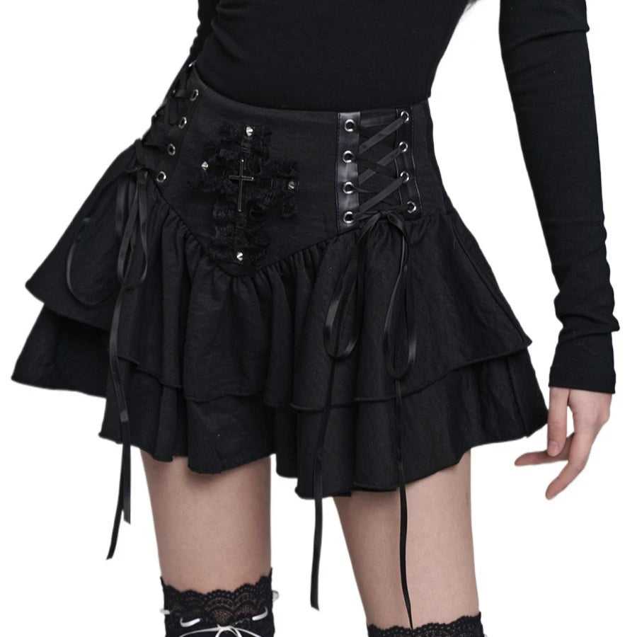 Sexy Black Gothic Mini Rara Skirt