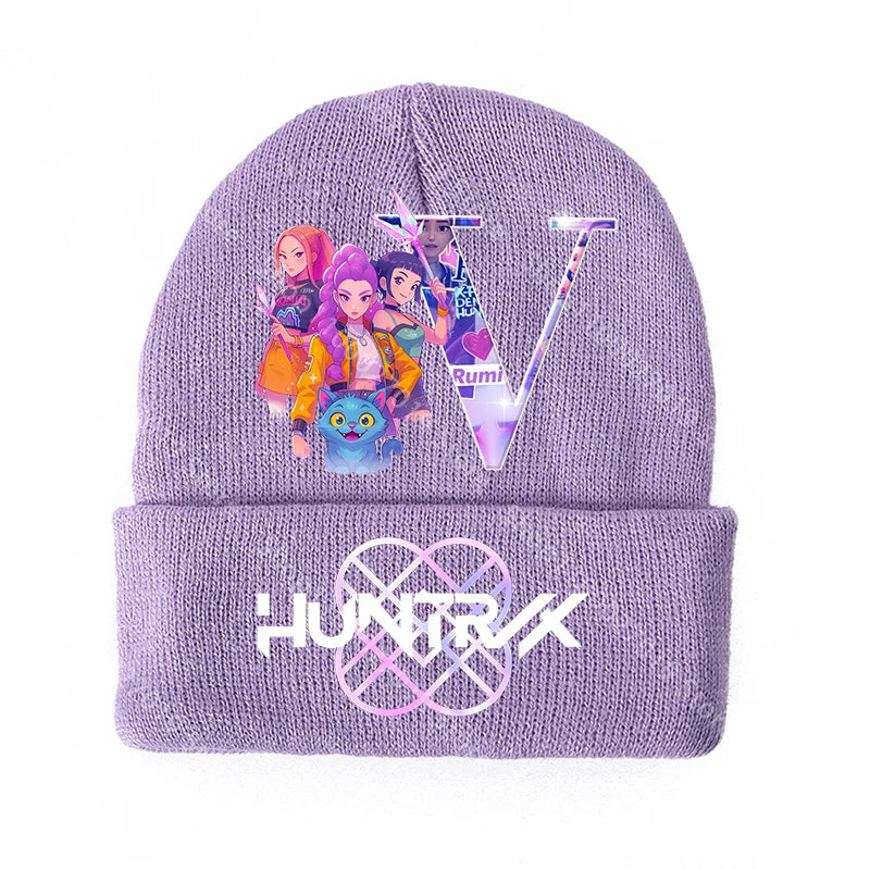 K Pop Demon Hunters Merch Gifts Girls Knitted Winter Hats Huntrix Beanie Personalised Cap Kpop Rumi Mira Zoey