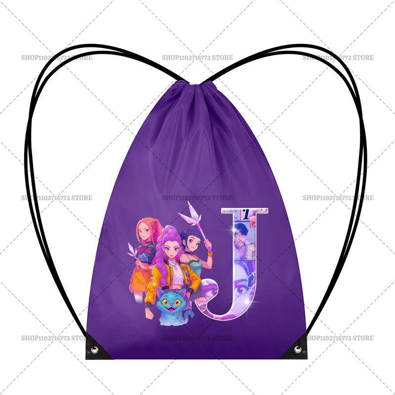 KPop Demon Hunters Merch Personalised Initial Backpack Book Sports PE Kit Swim Bag School Rumi Mira Zoey Huntrix Gift