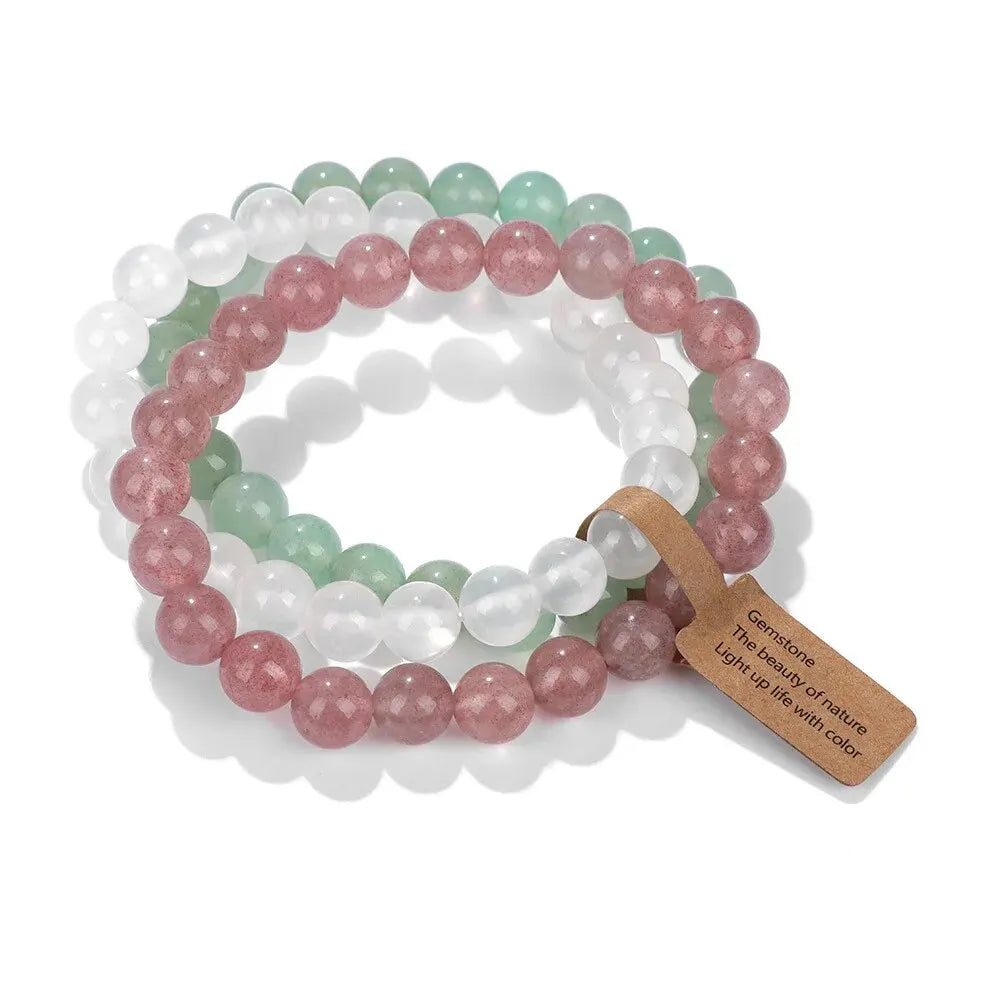 Natural Stone Crystal Beads Bracelet Amethyst Multi Layered Healing
