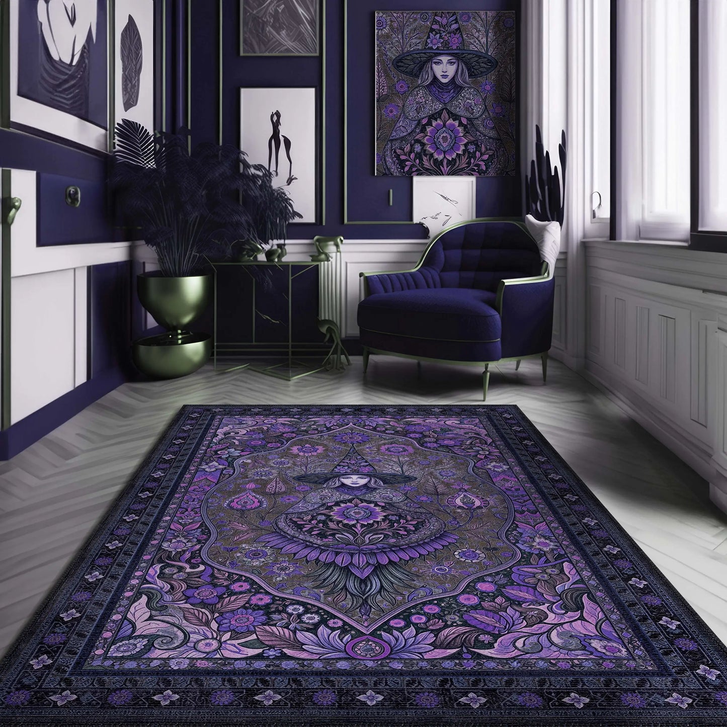 Witchcraft Rug Home Witchy Decor Bedroom Mat Purple Gothic Rug Mystical Rug