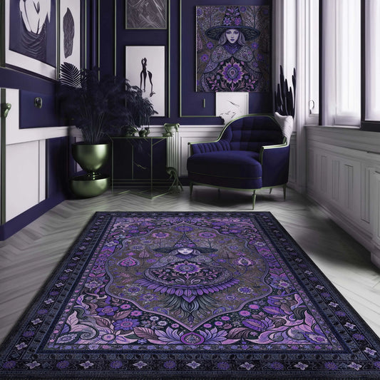 Witchcraft Rug Home Witchy Decor Bedroom Mat Purple Gothic Rug Mystical Rug