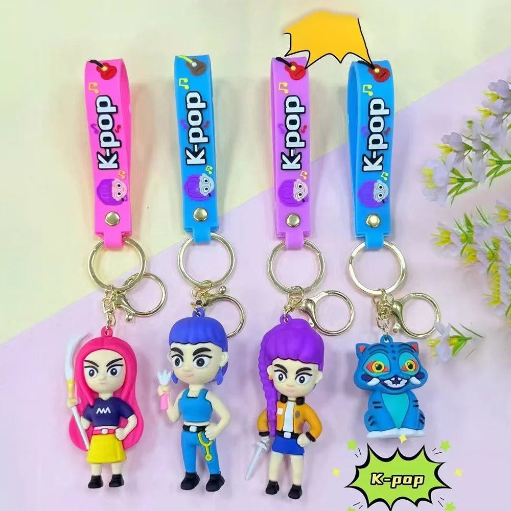 KPop Demon Hunters Keychain Huntrix Figures Rumi Mira Zoey Derpy Tiger Toys Bag Decoration Gifts Merch