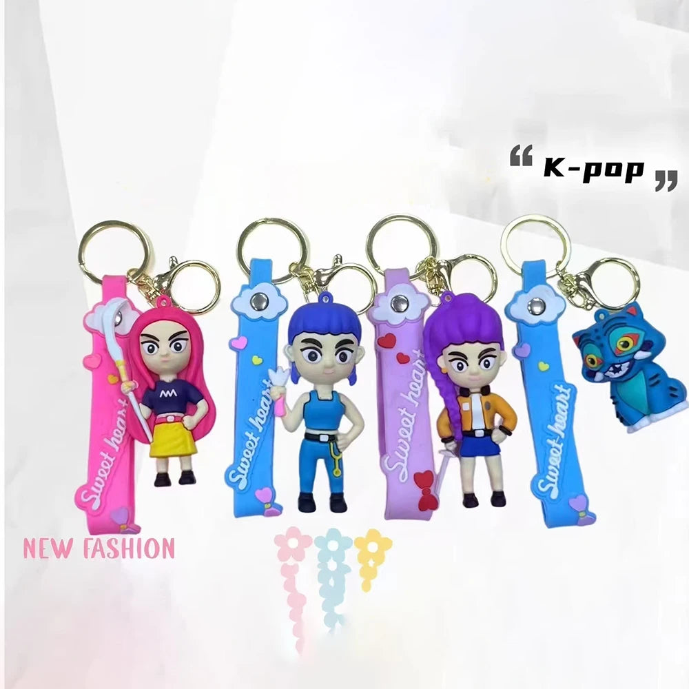 KPop Demon Hunters Keychain Huntrix Figures Rumi Mira Zoey Derpy Tiger Toys Bag Decoration Gifts Merch