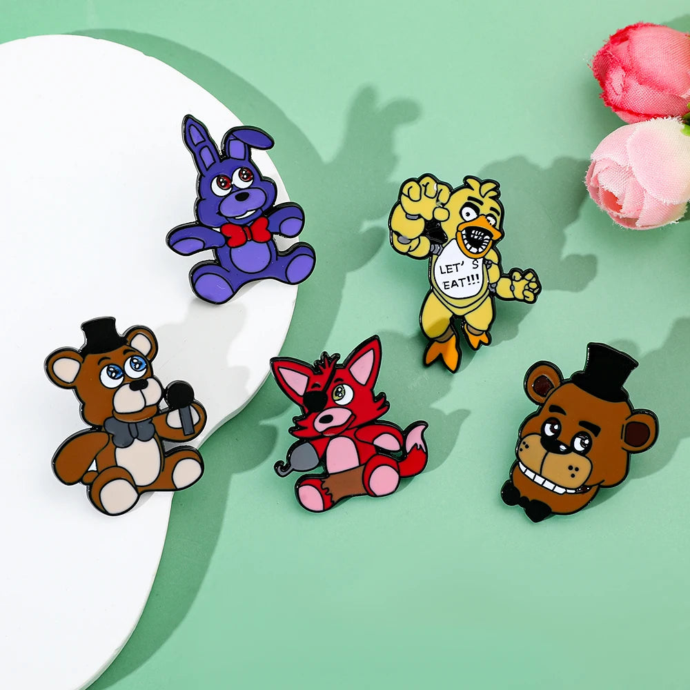 FNAF Brooch Five Night's At Freddy Enamel Pins Foxy Bonnie Animal Brooch