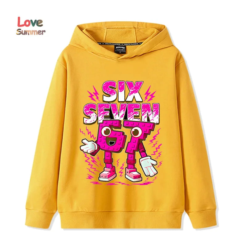 67 Six Seven Italian Brainrot Hoodie Funny Meme Pullover Girls Boys Fleece Sweatshirt