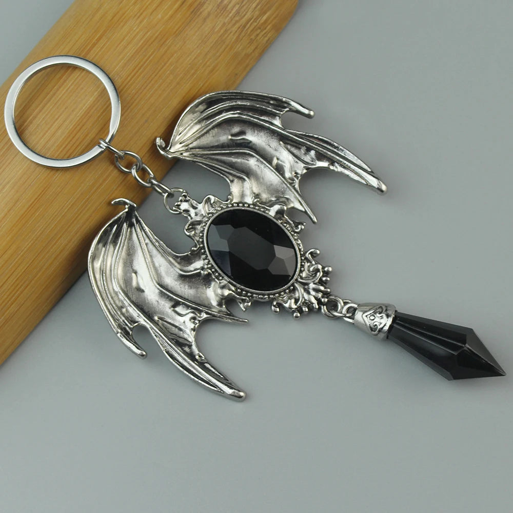Gothic Vampire Bat Keyring Red Crystal Keychain Gothic Jewellery