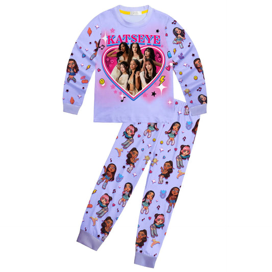 KATSEYE KPop Pyjamas Kids Pajama Sets PJ's Pink Purple Lilac Nightwear Bed clothes