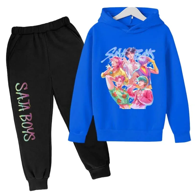 SAJA BOYS Children's Clothing KPop Demon Hunters Tracksuit Joggers Top Jumper K-Pop Merch